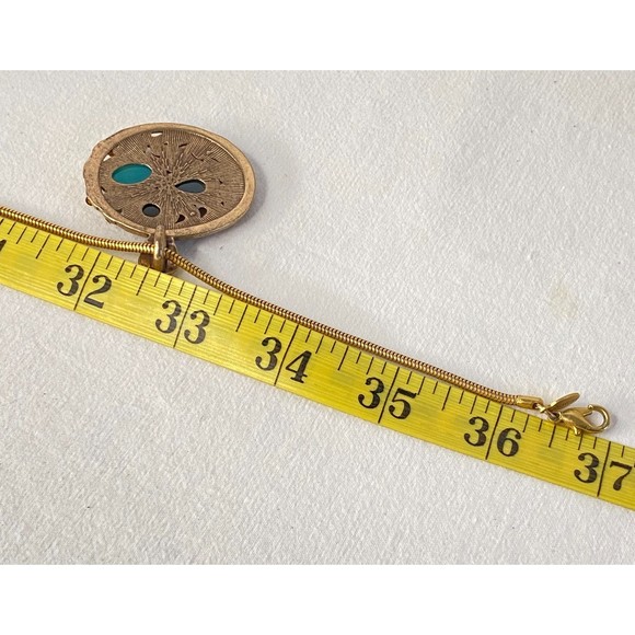 Express Pendant Necklace Gold Tone Multicolor Stone Opera Chain - Picture 9 of 11